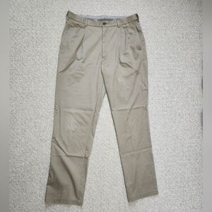 Haggar Pants Mens 36 X 34 Beige Classic Fit Flat Front Premium Iron Free Khaki